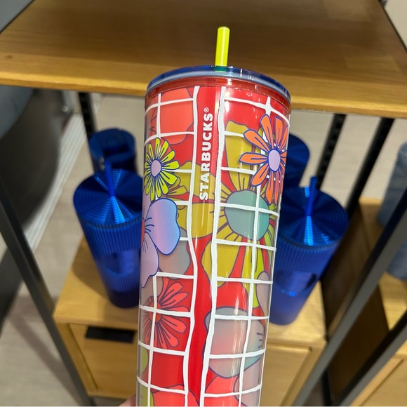 Starbucks Floral Stripped Cold Cup Insulated Iridescent Tumbler Venti 24oz New - Picture 16 of 16